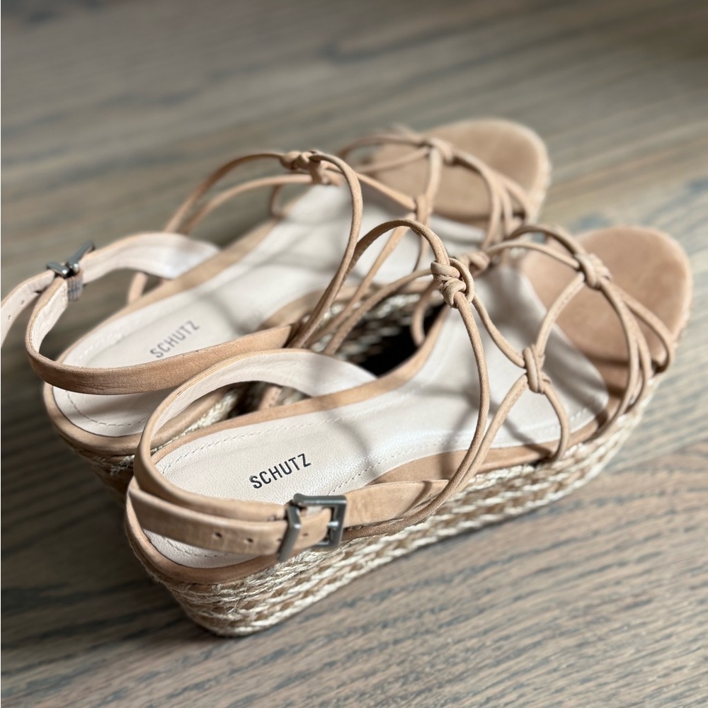 SCHUTZ Womens Corky Beige 3” Espadrille Platform Heeled Sandal 6.5B